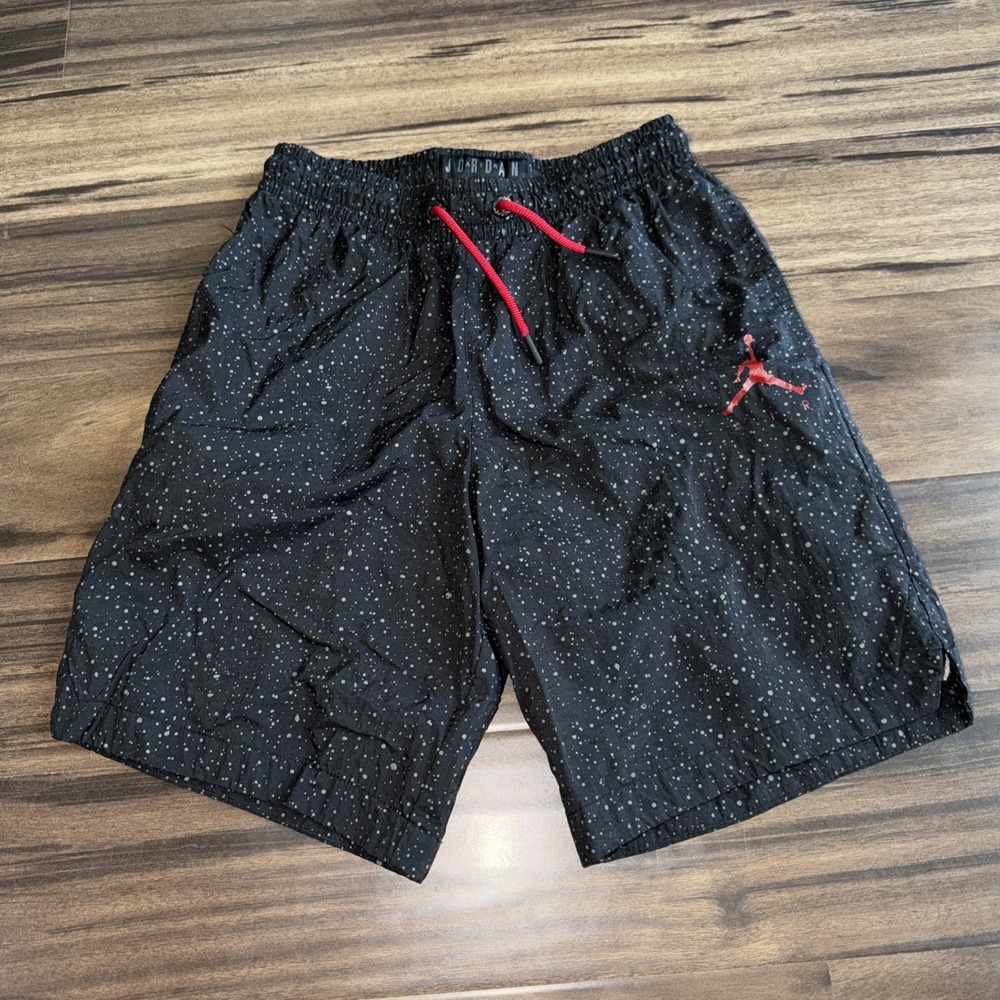 Nike Air Jordan Jumpman Poolside Shorts Youth M 10/12 Black Cement Speckle Swim
